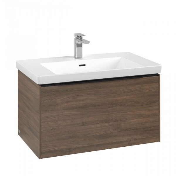 Villeroy et Boch Subway 3.0 Meuble sous plan, avec éclairage, 1 tiroir, 772x432x462mm, Arizona Oak/Volcano Black