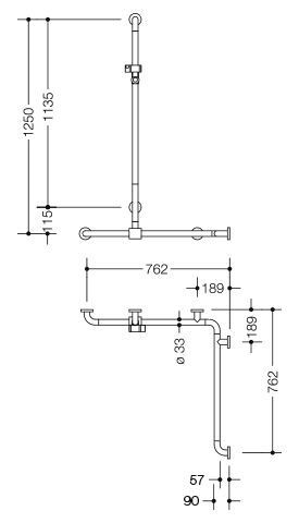 Hewi Badgreep Serie 801 met douchestang 801.35.346