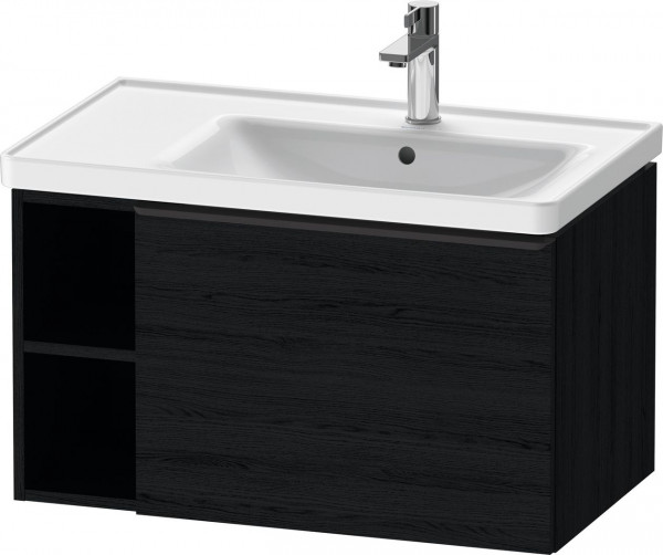 Meuble Pour Lavabo Encastrable Duravit D-Neo tiroir poignée noir diamant, 2 niches gauche 784mm Chêne Noir Mat DE42570BD160000