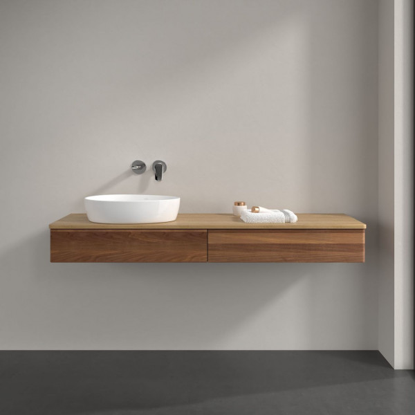 Wastafelmeubel Voor Opzet Waskom Villeroy en Boch Antao 1600x190x500mm Warm Walnut/Honey Oak