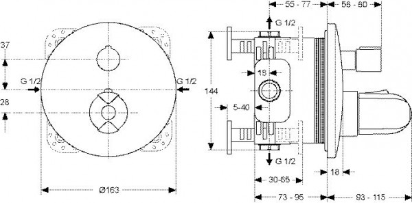 Ideal Standard CeraTherm 100 afbouwdeel voor inbouw douchekraan thermostatisch met stopkraan chroom A4659AA