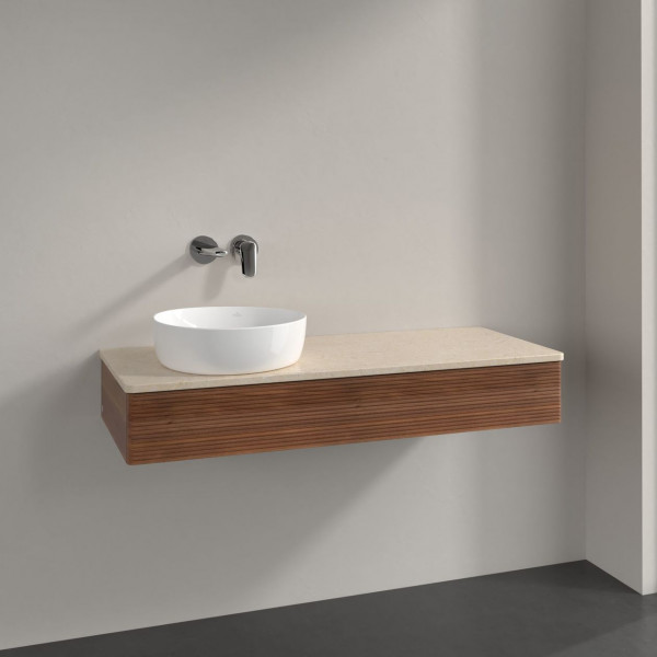 Meuble Pour Vasque à Poser Villeroy et Boch Antao à gauche avec Structure 1 tiroir 1200x190x500mm Warm Walnut/Boticcino