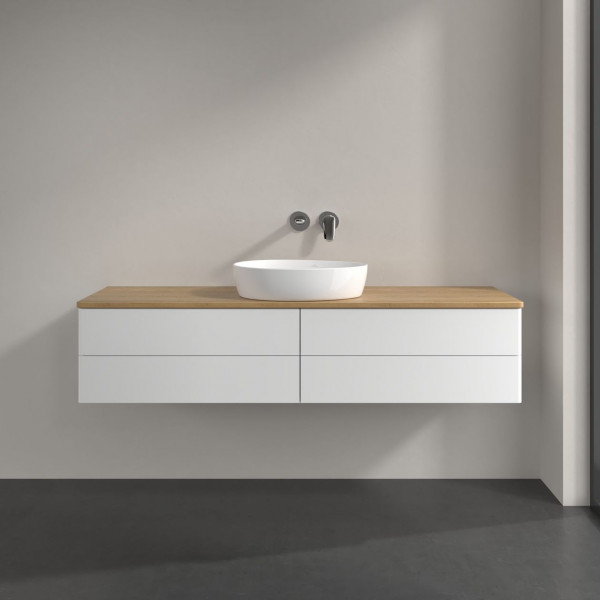 Wastafelmeubel Voor Opzet Waskom Villeroy en Boch Antao 1600x360x500mm White Matt Laquered/Honey Oak