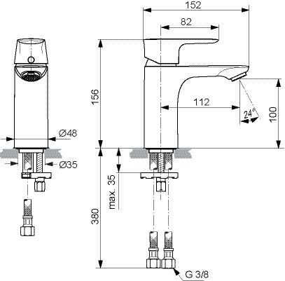 Ideal Standard Eéngreeps wastafelmengkraan Connect Air Chroom A7024AA