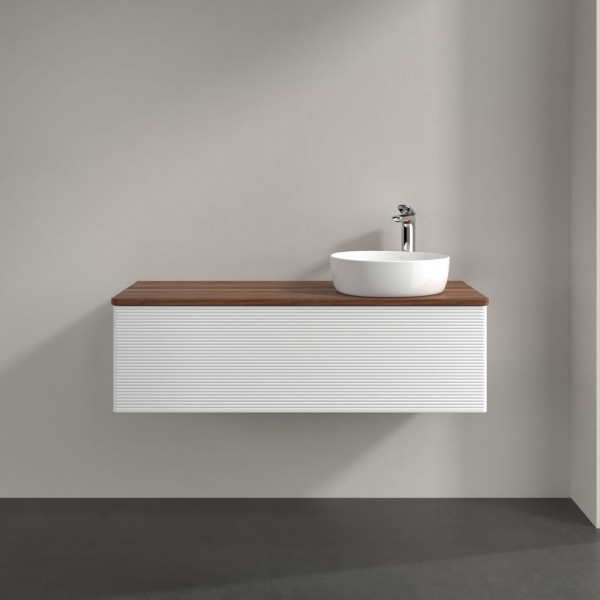 Wastafelmeubel Voor Opzet Waskom Villeroy en Boch Antao 1200x360x500mm White Matt Laquered/Warm W...