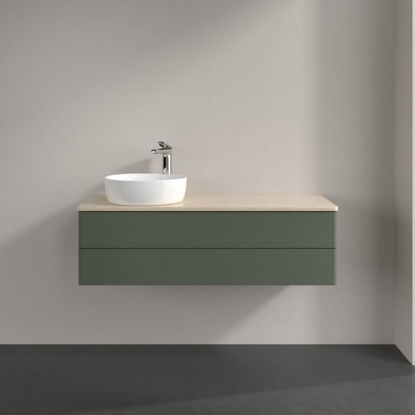 Wastafelmeubel Voor Opzet Waskom Villeroy en Boch Antao 1200x360x500mm Leaf Green Matt Lacquer/Bo...