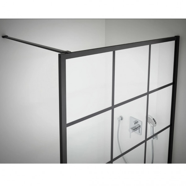 Inloop Douchewand Kermi WALK-IN XD Print vierkant 1200x2000mm Zwart Soft