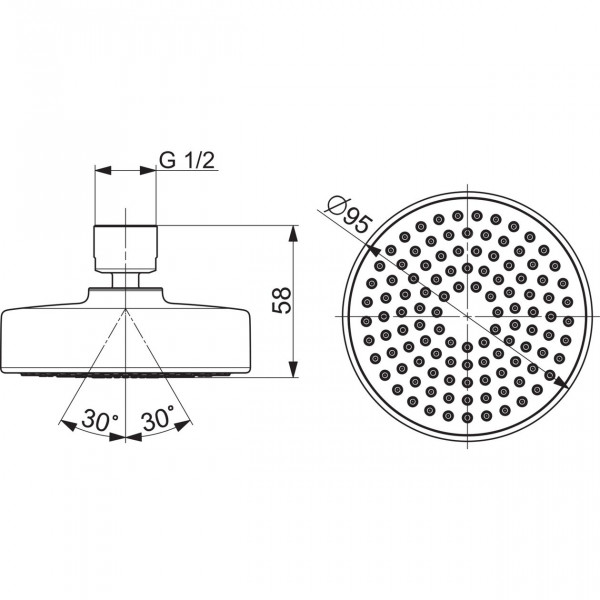 Douchekop Uit Muur Hansa BASICJET Rond 15 l/min 95mm Chroom