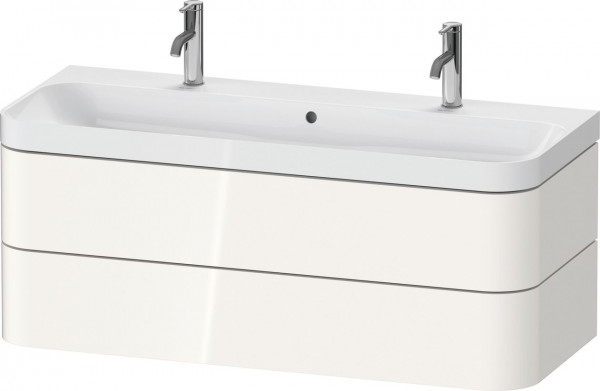 Ensemble Meuble Salle De Bain Duravit Happy D.2 Plus Lavabo double, meuble c-shaped 2 tiroirs 1175mm Blanc brillant HP4379O22220000