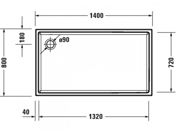 Duravit Douchebak Rechthoekig Starck 1400 x 800 x 55 mm Wit