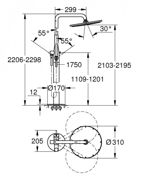 Grohe Regendouche Essence Vrijstaand Eéngreepsn 1/2" 23741001