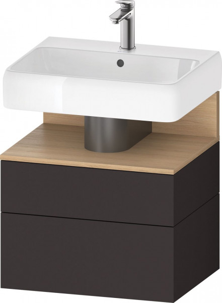 Meuble Pour Vasque à Poser Duravit Qatego suspendu 2 tiroirs Lumière 590mm Chêne Naturel Mat/Graphite Super Mat QA4393030800010