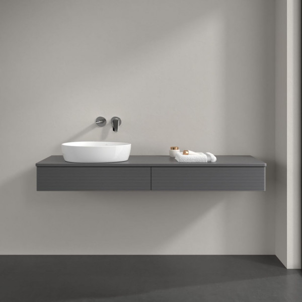 Wastafelmeubel Voor Opzet Waskom Villeroy en Boch Antao 1600x190x500mm Anthracite Matt Laquered