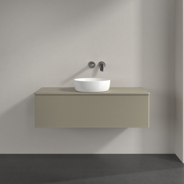 Wastafelmeubel Voor Opzet Waskom Villeroy en Boch Antao 1200x360x500mm Stone Grey Matt Lacquer