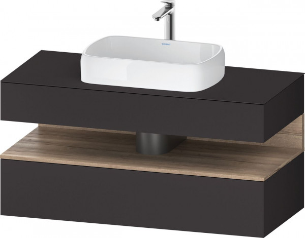 Meuble Pour Vasque à Poser Duravit Qatego avec niche 1200mm Chêne marbré mat/Graphite Super Mat QA4732055800000