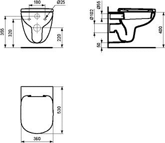 Ideal Standard Hangend Toilet Eurovit Plus  Alpenwit T0415