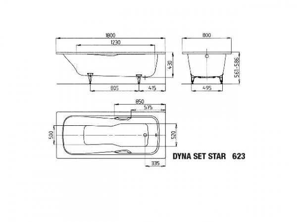 Kaldewei Standaard Bad model 623 Dyna Set Star (226500010)