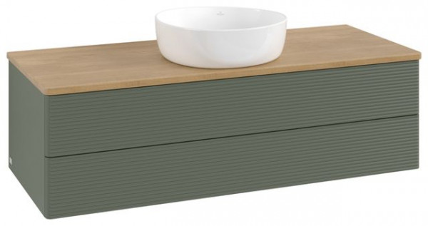 Wastafelmeubel Voor Opzet Waskom Villeroy en Boch Antao 1200x360x500mm Leaf Green Matt Lacquer/Ho...