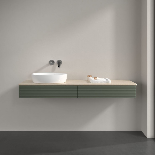 Wastafelmeubel Voor Opzet Waskom Villeroy en Boch Antao 1600x190x500mm Leaf Green Matt Lacquer/Bo...