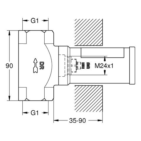 Grohe Snelkoppeling 90x35-90mm Chroom