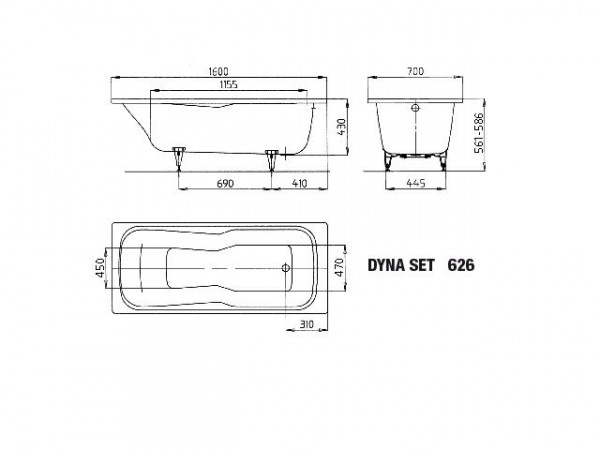 Kaldewei Standaard Bad model 626 Dyna Set (226800010)