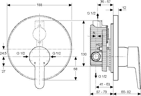 Inbouw Douchekraan Ideal Standard Connect Blue bouwpakket 2