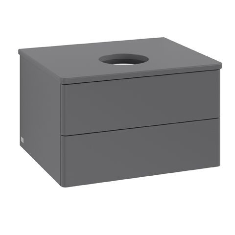 Meuble Pour Vasque à Poser Villeroy et Boch Antao 2 tiroirs 600x360x500mm Anthracite Matt Laquered