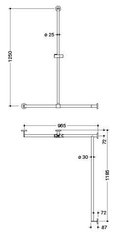 Hewi Badgreep System 900 met douchestang 900.35.33860