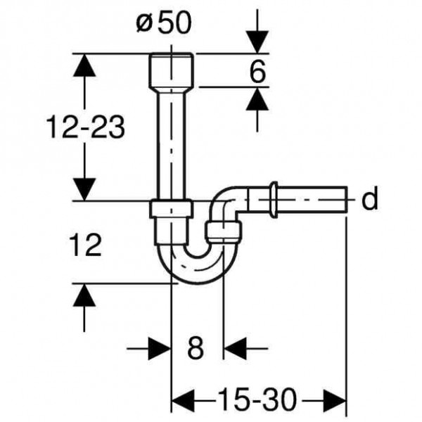 Geberit Sifon Keuken Universeel Sifonafdichting voor gootsteen d50 horizontale uitloop 152701111