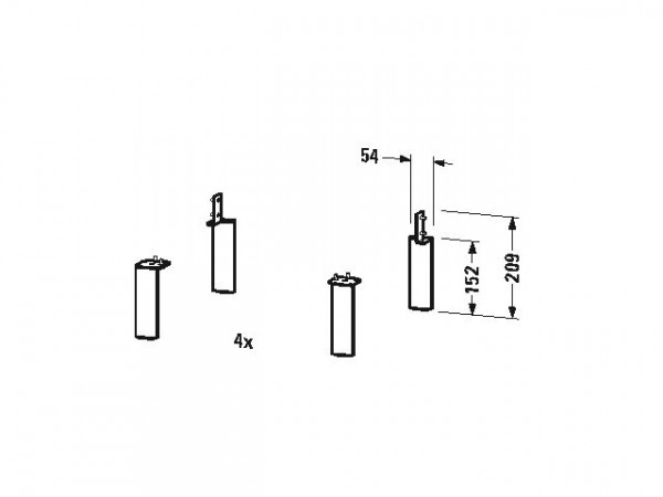 Duravit Meubelpoten Universal Mat aluminium UV999200000