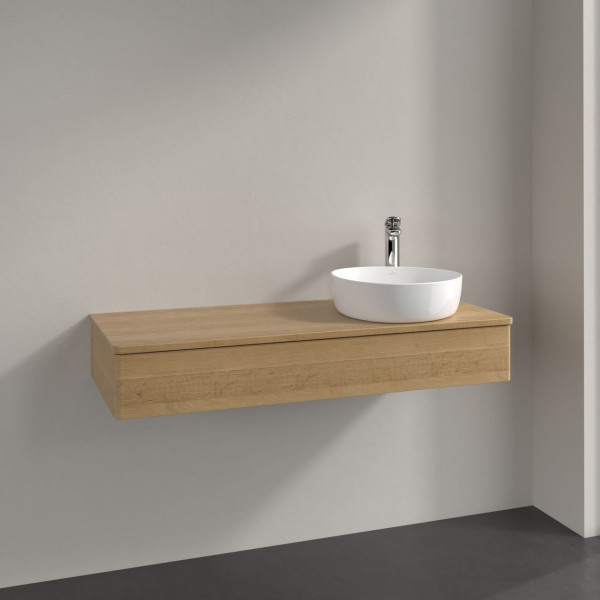 Meuble Pour Vasque à Poser Villeroy et Boch Antao à droite Lumière 1 trou 1 tiroir 1200x190x500mm Honey Oak