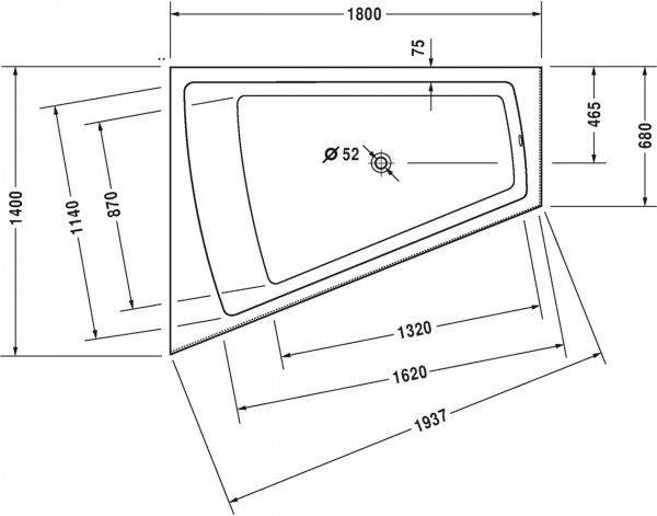 Duravit Hoekbad Whirlpool Paiova met één rugsteun links (760268000)