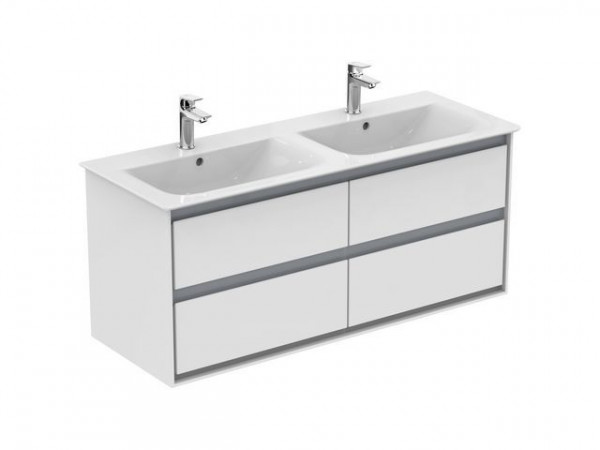 Meuble pour lavabo Ideal Standard double 4 tiroirs Connect Air E0822 Blanc Brillant/Blanc Mat