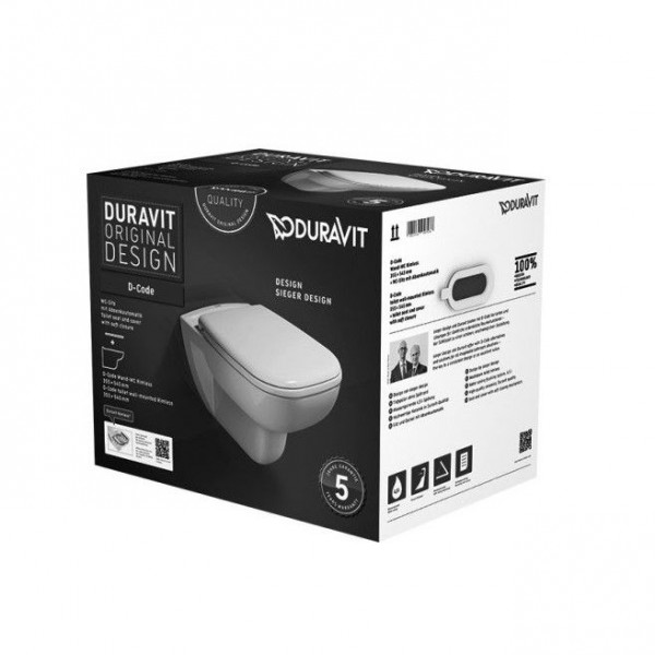 Pack WC Suspendu Duravit D-Code Blanc Rimless® Abattant Soft Close