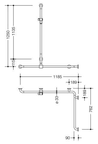 Hewi Badgreep Serie 805 Classic met douchestang 805.35.320