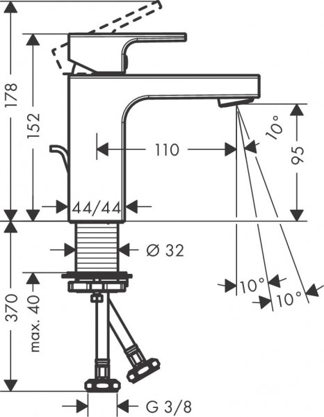 Hansgrohe Vernis wastafelkraan 110 met waste chroom 71568000