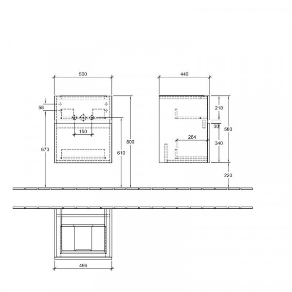 Villeroy en Boch Wastafelmeubels Legato 500 x 590 x 440 mm