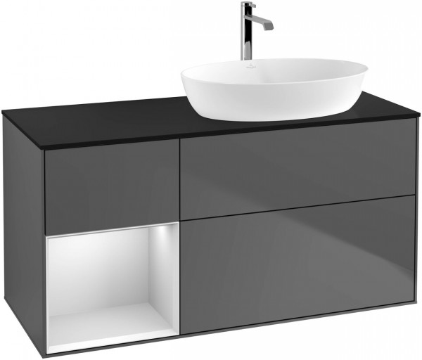 Meuble Pour Vasque à Poser Villeroy et Boch Finion Anthracite/White/Glass Black FA42MTGK