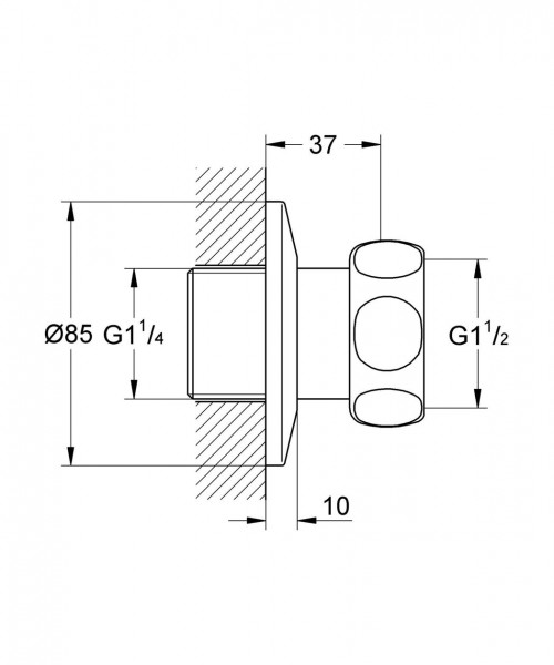 Grohe aansluitkoppeling 1 1/2 inchx1 1/4 inch per stuk Chroom