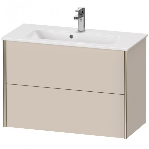 Meuble Pour Lavabo Encastrable Duravit XViu suspendu 2 tiroirs, pour lav. compact ME 810mm Taupe Super Mat/Champagne XV41790B183