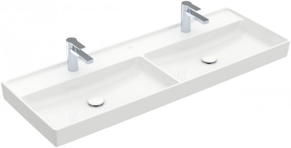 Villeroy & Boch Collaro meubelwastafel dubbel 130x47cm zonder overloop 2 kraangaten wit 4A34D101