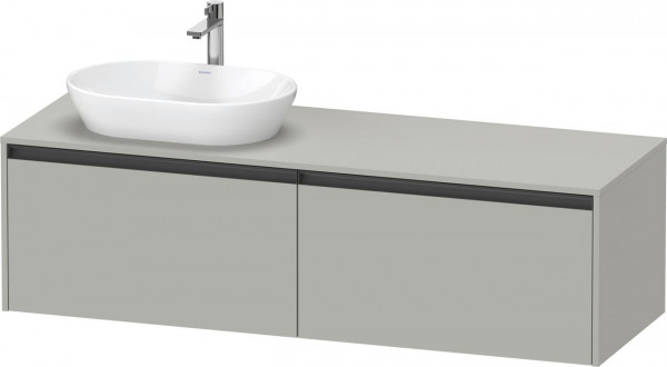 Meuble Pour Vasque à Poser Duravit Ketho.2 2 tiroirs, poignées anthracite, vasque gauche 1600x459mm Gris béton mat K24889L07070000