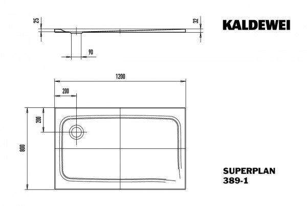 Kaldewei Douchebak Rechthoekig Mod.389-1 Superplan (447300010)