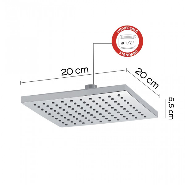 Gedy Regendouchekop G-PLUS 55x200x200mm Chroom