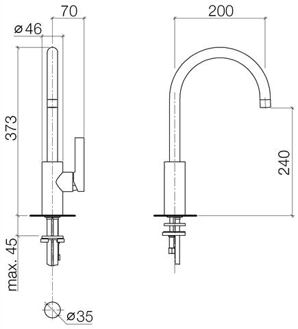 Dornbracht Keukenmengkraan Tara Ultra Enkele controle 373mm