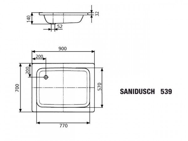 Kaldewei Douchebak Rechthoekig Mod.539 Sanidusch (447900010)