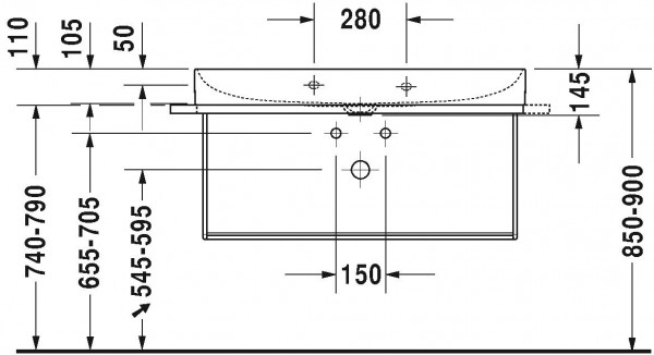 Duravit DuraSquare Wastafelmeubels Metalen console Wandmontage 1065x451 mm