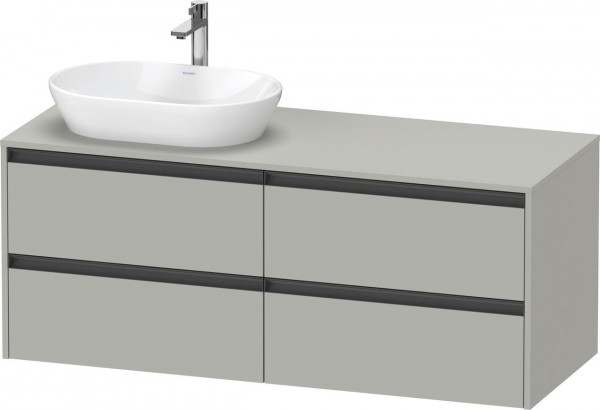 Meuble Pour Vasque à Poser Duravit Ketho.2 4 tiroirs, poignées anthracite, vasque gauche 1400x568mm Gris béton mat K24898L07070000