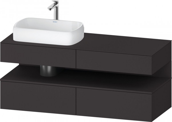 Meuble Pour Vasque à Poser Duravit Qatego gauche, avec niche 1400mm Graphite Super Mat QA4765080800000