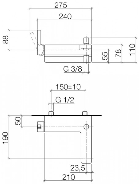 Dornbracht Lulu Badmengkraan (opbouw) 3/4 inch temperatuurbegrenzing platina mat 33200710-06